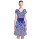 Crystalline Branches Short Sleeve Front Wrap Dress View1