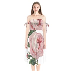 Rose 1078272 1920 Shoulder Tie Bardot Midi Dress by vintage2030