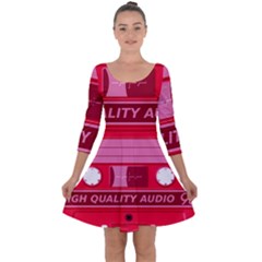 Red Cassette Quarter Sleeve Skater Dress