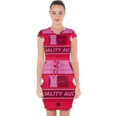 Red Cassette Capsleeve Drawstring Dress 