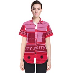 Red Cassette Women s Short Sleeve Shirt