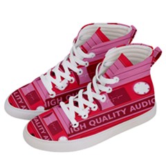 Red Cassette Women s Hi-top Skate Sneakers by vintage2030