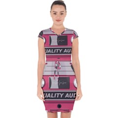 Pink Cassette Capsleeve Drawstring Dress 