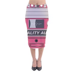 Pink Cassette Velvet Midi Pencil Skirt by vintage2030