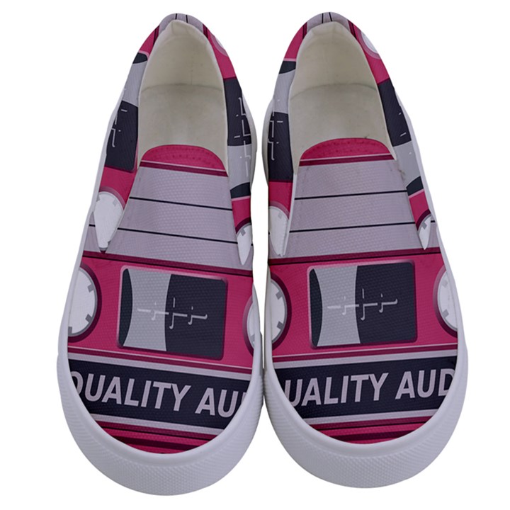 Pink Cassette Kids  Canvas Slip Ons