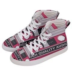 Pink Cassette Women s Hi-top Skate Sneakers by vintage2030