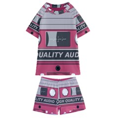 Pink Cassette Kids  Swim Tee And Shorts Set