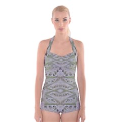 Broccoli Tree Green Boyleg Halter Swimsuit 