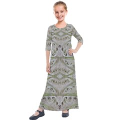 Broccoli Tree Green Kids  Quarter Sleeve Maxi Dress