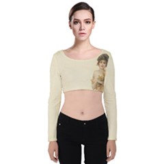 Vintage 1067759 1920 Velvet Long Sleeve Crop Top