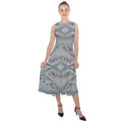 Broccoli Tree Blue Midi Tie-back Chiffon Dress