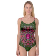 Fantasy Floral Wreath In The Green Summer  Leaves Camisole Leotard  by pepitasart