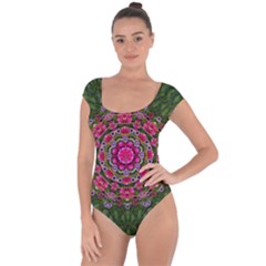 Fantasy Floral Wreath In The Green Summer  Leaves Short Sleeve Leotard  by pepitasart