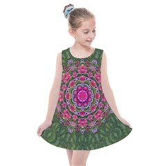 Fantasy Floral Wreath In The Green Summer  Leaves Kids  Summer Dress by pepitasart