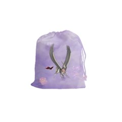 Cute Little Pegasus With Butterflies Drawstring Pouch (small) by FantasyWorld7