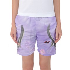 Cute Little Pegasus With Butterflies Women s Basketball Shorts by FantasyWorld7