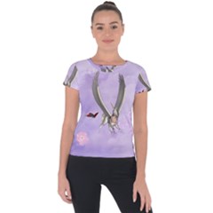 Cute Little Pegasus With Butterflies Short Sleeve Sports Top  by FantasyWorld7