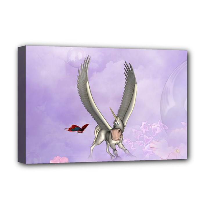 Cute Little Pegasus With Butterflies Deluxe Canvas 18  x 12  (Stretched)