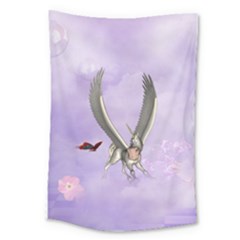 Cute Little Pegasus With Butterflies Large Tapestry by FantasyWorld7