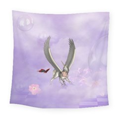 Cute Little Pegasus With Butterflies Square Tapestry (large) by FantasyWorld7