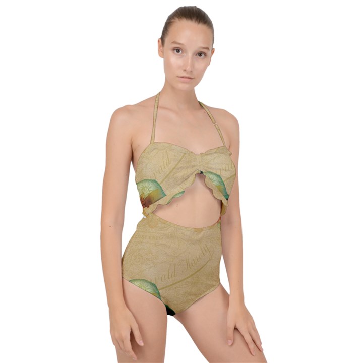 Old 1064510 1920 Scallop Top Cut Out Swimsuit