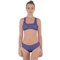 Damask Purple Criss Cross Bikini Set by vintage2030