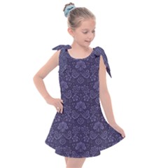 Damask Purple Kids  Tie Up Tunic Dress by vintage2030