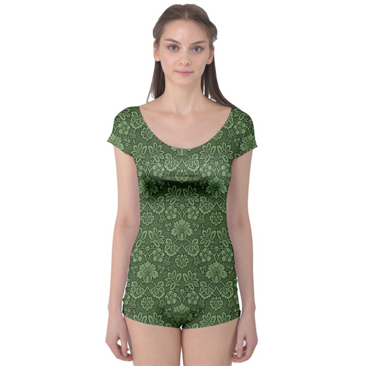 Damask Green Boyleg Leotard 