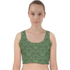 Damask Green Velvet Racer Back Crop Top by vintage2030