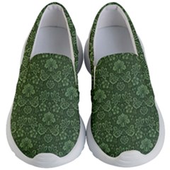 Damask Green Kid s Lightweight Slip Ons by vintage2030