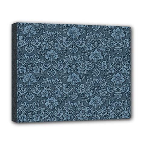 Damask Blue Deluxe Canvas 20  X 16  (stretched) by vintage2030