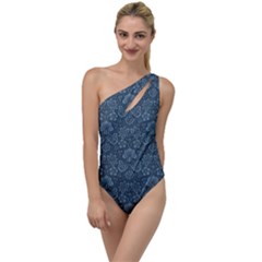 Damask Blue To One Side Swimsuit by vintage2030