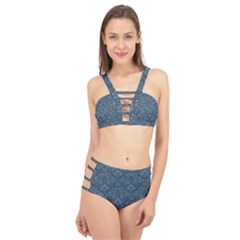 Damask Blue Cage Up Bikini Set