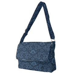 Damask Blue Full Print Messenger Bag by vintage2030