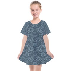 Damask Blue Kids  Smock Dress