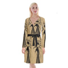 Vintage 1060201 1920 Long Sleeve Velvet Front Wrap Dress