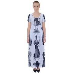 Vintage 1064131 1920 High Waist Short Sleeve Maxi Dress