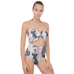 Vintage 1064132 1920 Scallop Top Cut Out Swimsuit