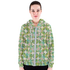 Vintage Floral Print Collage Pattern Women s Zipper Hoodie