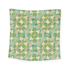 Vintage Floral Print Collage Pattern Square Tapestry (small)