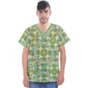 Vintage Floral Print Collage Pattern Men s V-Neck Scrub Top View1