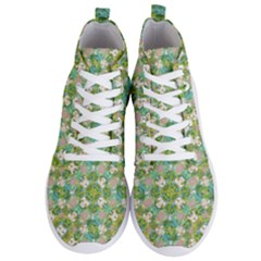 Vintage Floral Print Collage Pattern Men s Lightweight High Top Sneakers by dflcprints