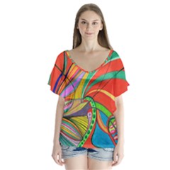 Love V-neck Flutter Sleeve Top by nicholakarma