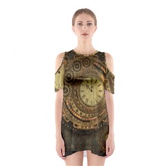 Awesome Steampunk Design, Clockwork Shoulder Cutout One Piece Dress by FantasyWorld7