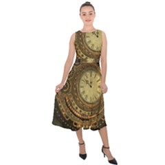 Awesome Steampunk Design, Clockwork Midi Tie-back Chiffon Dress