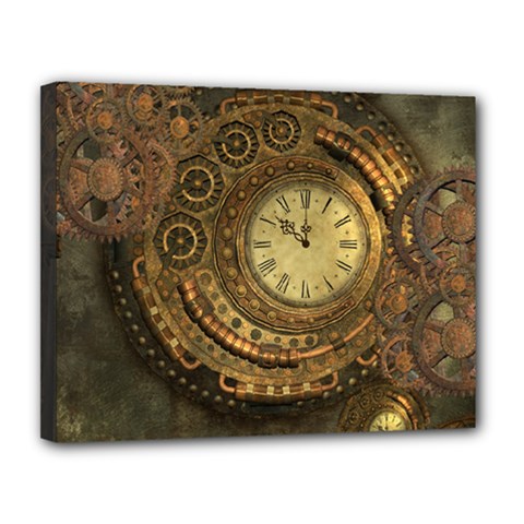 Awesome Steampunk Design, Clockwork Canvas 14  X 11  (stretched) by FantasyWorld7