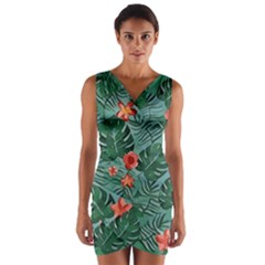 Tropical Floral Design Wrap Front Bodycon Dress by GabriellaDavid