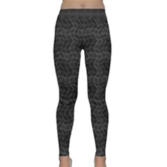 Wavy Grid Dark Pattern Classic Yoga Leggings by dflcprints