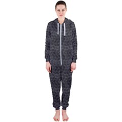 Wavy Grid Dark Pattern Hooded Jumpsuit (ladies) 