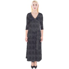 Wavy Grid Dark Pattern Quarter Sleeve Wrap Maxi Dress by dflcprints